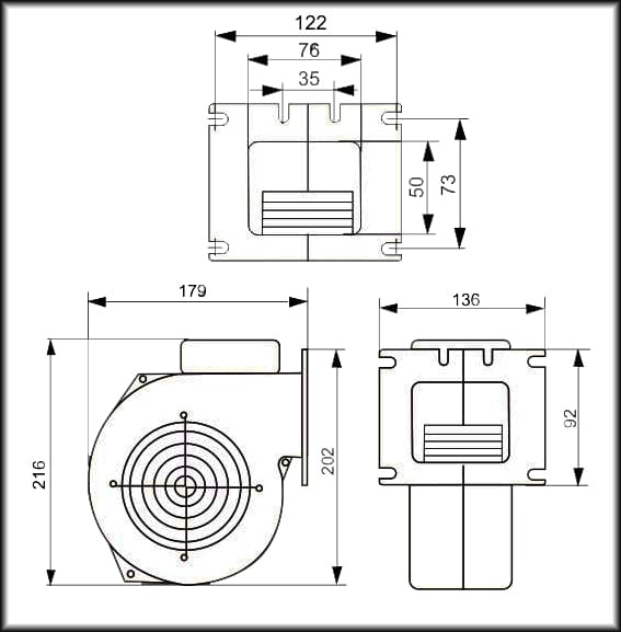 Розміри вентилятора WPA 120